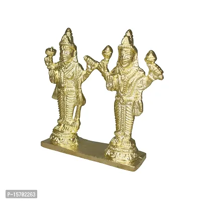 Om BhariPuri Brass Vishnu Lakshmi Brass Idol Lord Vishnu/Laxmi Narayan Standing Murti - Handmade Statue Lakshmi/Laxmi Narayan Idol/Murti/Statue 2.5 1.5 1 4 x 4 x 1 inch-thumb5