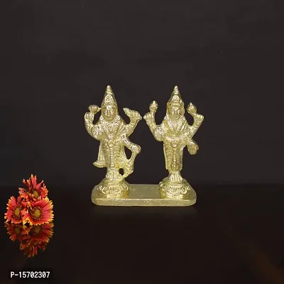 Om BhariPuri Brass Vishnu Lakshmi Brass Idol Lord Vishnu/Laxmi Narayan Standing Murti - Handmade Statue Lakshmi/Laxmi Narayan Idol/Murti/Statue 4 4 1 3 x 3 x 1 inch-thumb3