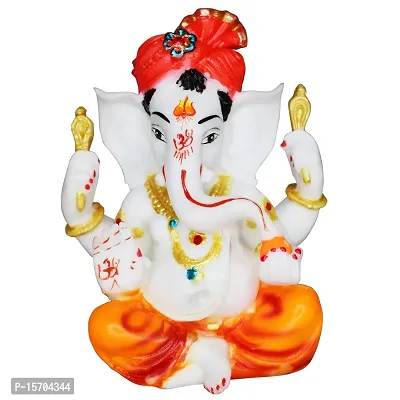 Om BhariPuri Marble Ganesh Idol for Pooja Room Ganesha Statue for Home Decor Ganpati Idol for Success and Luck Diwali Gifts Ganesh Murti for Home Temple Puja (H x W:- 6 x 4.5 inch)-thumb0