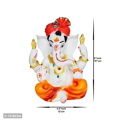 Om BhariPuri Marble Ganesh Idol for Pooja Room Ganesha Statue for Home Decor Ganpati Idol for Success and Luck Diwali Gifts Ganesh Murti for Home Temple Puja (H x W:- 6 x 4.5 inch)-thumb2