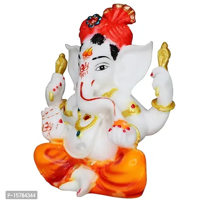 Om BhariPuri Marble Ganesh Idol for Pooja Room Ganesha Statue for Home Decor Ganpati Idol for Success and Luck Diwali Gifts Ganesh Murti for Home Temple Puja (H x W:- 6 x 4.5 inch)-thumb3