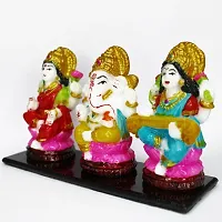 Om BhariPuri Marble Lakshmi Ganesh Saraswati Murti Laxmi Ganesha Sarda MATA Statue for Home Puja Temple, Diwali Pooja Idol (H x W :- 3.5 x 9 inch)-thumb2