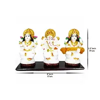 Om BhariPuri Marble Lakshmi Ganesh Saraswati Murti Laxmi Ganesha Sarda MATA Statue for Home Puja Temple, Diwali Pooja Idol (H x W x L:- 9 x 15 x 5 cm)-thumb1