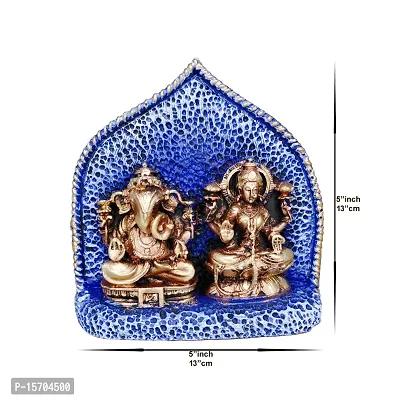 Om BhariPuri Marble Ganesh Laxmi Statue for Home Diwali Puja Temple Room Ganesha Lakshmi Murti for Pooja Ganeshji Laxmiji Idol for Gifts (H x W:- 5 x 5 Inch)-thumb2