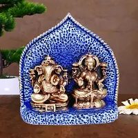 Om BhariPuri Marble Ganesh Laxmi Statue for Home Diwali Puja Temple Room Ganesha Lakshmi Murti for Pooja Ganeshji Laxmiji Idol for Gifts (H x W:- 5 x 5 Inch)-thumb2