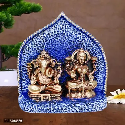 Om BhariPuri Marble Ganesh Laxmi Statue for Home Diwali Puja Temple Room Ganesha Lakshmi Murti for Pooja Ganeshji Laxmiji Idol for Gifts (H x W:- 5 x 5 Inch)-thumb3