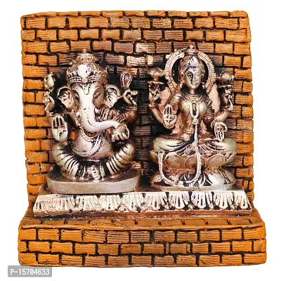 Om BhariPuri Marble Ganesh Laxmi Statue for Home Diwali Puja Temple Room Ganesha Lakshmi Murti for Pooja Ganeshji Laxmiji Idol for Gifts (H x W:- 4.5 x 5 Inch)