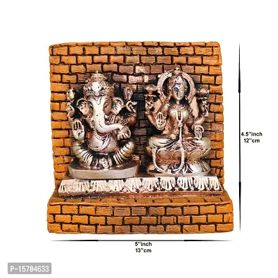 Om BhariPuri Marble Ganesh Laxmi Statue for Home Diwali Puja Temple Room Ganesha Lakshmi Murti for Pooja Ganeshji Laxmiji Idol for Gifts (H x W:- 4.5 x 5 Inch)-thumb2