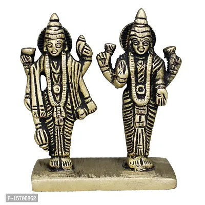 Om BhariPuri Brass Vishnu Lakshmi Brass Idol Lord Vishnu/Laxmi Narayan Standing Murti - Handmade Statue Lakshmi/Laxmi Narayan Idol/Murti/Statue (Height :- 3 Inch)