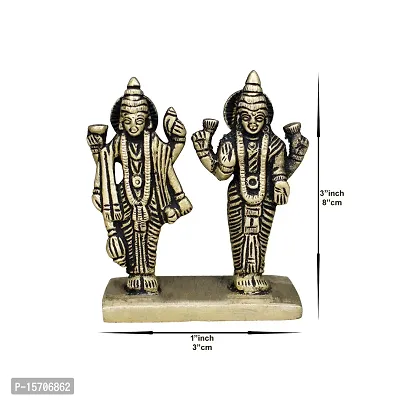 Om BhariPuri Brass Vishnu Lakshmi Brass Idol Lord Vishnu/Laxmi Narayan Standing Murti - Handmade Statue Lakshmi/Laxmi Narayan Idol/Murti/Statue (Height :- 3 Inch)-thumb2