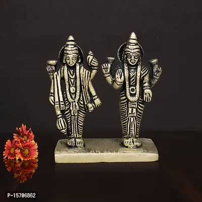 Om BhariPuri Brass Vishnu Lakshmi Brass Idol Lord Vishnu/Laxmi Narayan Standing Murti - Handmade Statue Lakshmi/Laxmi Narayan Idol/Murti/Statue (Height :- 3 Inch)-thumb3