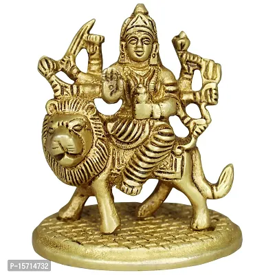 Om BhariPuri Brass Durga/Ambe Maa/Vaishno Devi/Sherawali/MATA Rani Murti for Home Puja/Pooja Temple (H x L x W :- 3 x 2.5 x 2)