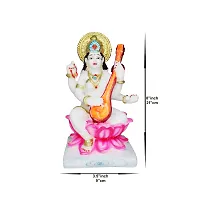 Om BhariPuri Saraswati Devi Idol Saraswati Maa Statue Saraswati MATA Murti Study Room (8 in)-thumb1