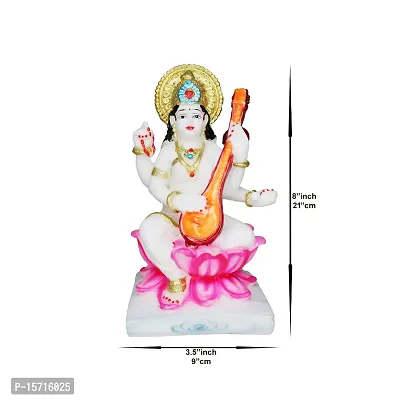 Om BhariPuri Saraswati Devi Idol Saraswati Maa Statue Saraswati MATA Murti Study Room (8 in)-thumb2