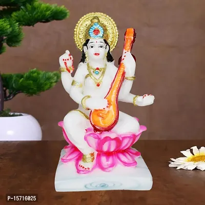 Om BhariPuri Saraswati Devi Idol Saraswati Maa Statue Saraswati MATA Murti Study Room (8 in)-thumb4