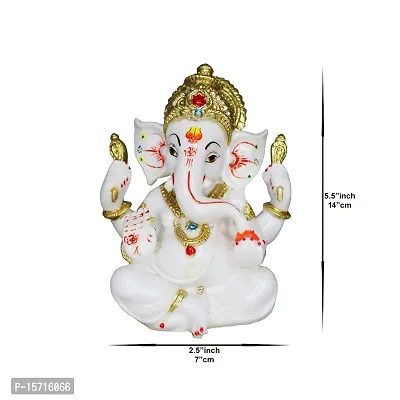 Om BhariPuri Ganesh Statue Ganesh Idol Ganeshji Murti for Puja (Height:- 5.5 Inch)-thumb2