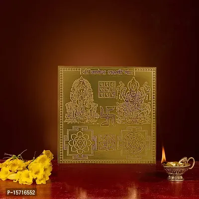 Om BhariPuri Copper Ganesh/Ganesha/Ganpati Lakshmi/Laxmi Yantra Heavy 22 Gauge Siddh (Energized) and Effective Yantram (Brown, 4 x 4 Inch)-thumb2