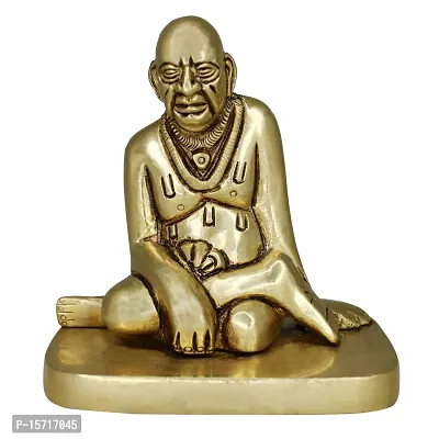 Om BhariPuri Brass Swami Samarth Murti for Home Puja/Pooja Temple Swami Samartha/God Idol/Murti in Sitting Position for Car Dashboard, Gifts (H x W:- 3.5 x 2.2 Inch, Weight:- 0.600)-thumb0