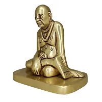 Om BhariPuri Brass Swami Samarth Murti for Home Puja/Pooja Temple Swami Samartha/God Idol/Murti in Sitting Position for Car Dashboard, Gifts (H x W:- 3.5 x 2.2 Inch, Weight:- 0.600)-thumb2