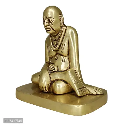 Om BhariPuri Brass Swami Samarth Murti for Home Puja/Pooja Temple Swami Samartha/God Idol/Murti in Sitting Position for Car Dashboard, Gifts (H x W:- 3.5 x 2.2 Inch, Weight:- 0.600)-thumb3