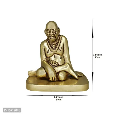 Om BhariPuri Brass Swami Samarth Murti for Home Puja/Pooja Temple Swami Samartha/God Idol/Murti in Sitting Position for Car Dashboard, Gifts (H x W:- 3.5 x 2.2 Inch, Weight:- 0.600)-thumb2