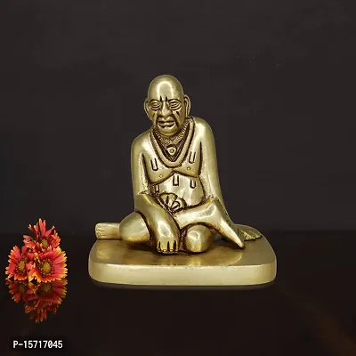 Om BhariPuri Brass Swami Samarth Murti for Home Puja/Pooja Temple Swami Samartha/God Idol/Murti in Sitting Position for Car Dashboard, Gifts (H x W:- 3.5 x 2.2 Inch, Weight:- 0.600)-thumb5