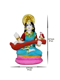 Om BhariPuri Marble Saraswati Maa Idol for Home Temple Pooja Living Study Room Sarswati/Sarda Maa Murti Figurine Religious Gift Items Saraswati Statue (Height :- 3.5 Inch)-thumb1