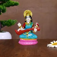 Om BhariPuri Marble Saraswati Maa Idol for Home Temple Pooja Living Study Room Sarswati/Sarda Maa Murti Figurine Religious Gift Items Saraswati Statue (Height :- 3.5 Inch)-thumb3