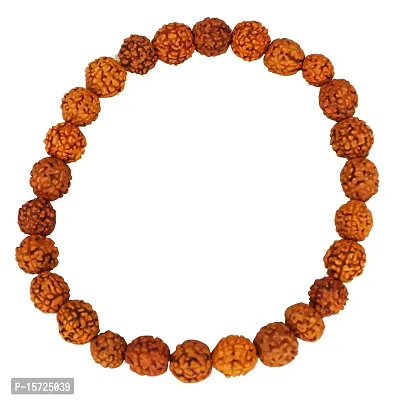 Om BhariPuri Rudraksha Bracelet Natural Five Mukhi Rudraksha Bracelet for Men  Women, Pack of 1, Color Brown, Bead Size 8 mm