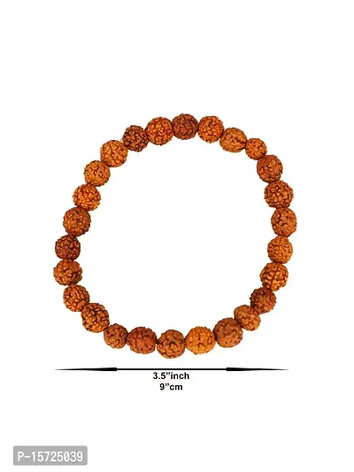 Om BhariPuri Rudraksha Bracelet Natural Five Mukhi Rudraksha Bracelet for Men  Women, Pack of 1, Color Brown, Bead Size 8 mm-thumb2