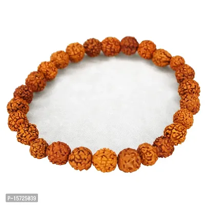 Om BhariPuri Rudraksha Bracelet Natural Five Mukhi Rudraksha Bracelet for Men  Women, Pack of 1, Color Brown, Bead Size 8 mm-thumb3