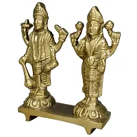 Om Bhari Puri Brass Vishnu Laxmi  Idols (height:- 3.5 Inch, Gold Color)-thumb1