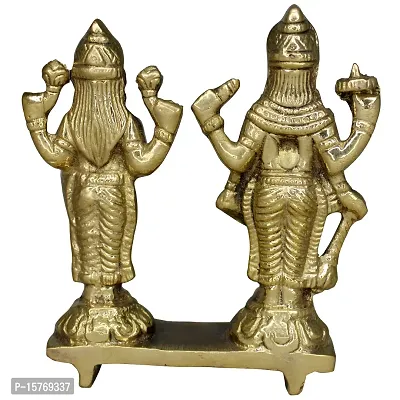 Om Bhari Puri Brass Vishnu Laxmi  Idols (height:- 3.5 Inch, Gold Color)-thumb4