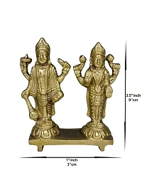 Om Bhari Puri Brass Vishnu Laxmi  Idols (height:- 3.5 Inch, Gold Color)-thumb4