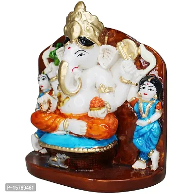 Om BhariPuri Marble Shree Siddhivinayak Murti for Home Temple Puja Ganesh Idol for Home Decor Ganesha Statue for Home Entrance, Main Door, Car Dashboard (H x L x W:- 4 x 3.5 x 2 Inch, Multi Color)-thumb2