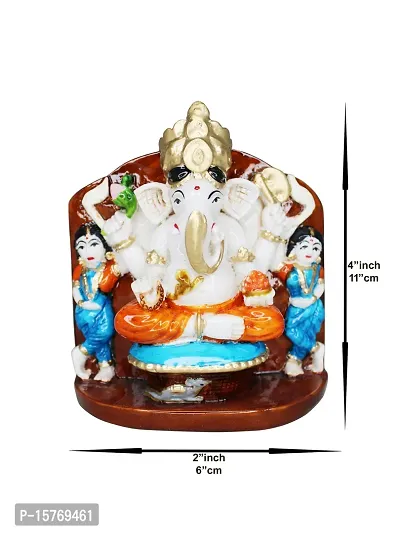 Om BhariPuri Marble Shree Siddhivinayak Murti for Home Temple Puja Ganesh Idol for Home Decor Ganesha Statue for Home Entrance, Main Door, Car Dashboard (H x L x W:- 4 x 3.5 x 2 Inch, Multi Color)-thumb5