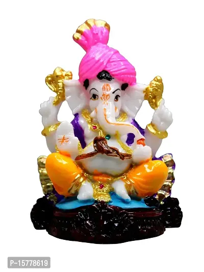 Om BhariPuri Marble Ganesh Idol for Home Decor Ganesha Idol for Car Dashborad and Ganpati Statues for Living Room Ganesh ji Murti for Showpiece Figurine Home Decor Main Door Entrance(4.5x2x2 Inch)-thumb0