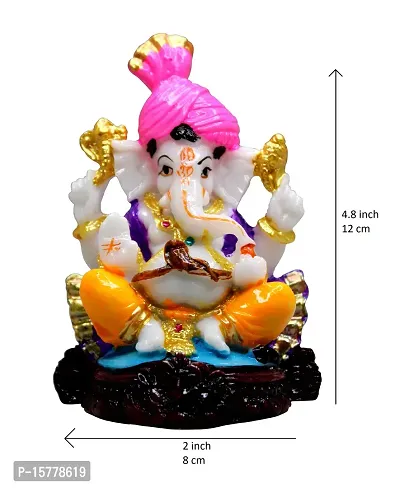 Om BhariPuri Marble Ganesh Idol for Home Decor Ganesha Idol for Car Dashborad and Ganpati Statues for Living Room Ganesh ji Murti for Showpiece Figurine Home Decor Main Door Entrance(4.5x2x2 Inch)-thumb2