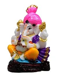 Om BhariPuri Marble Ganesh Idol for Home Decor Ganesha Idol for Car Dashborad and Ganpati Statues for Living Room Ganesh ji Murti for Showpiece Figurine Home Decor Main Door Entrance(4.5x2x2 Inch)-thumb2