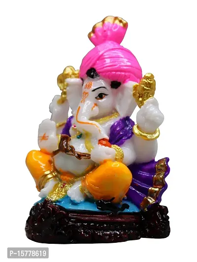 Om BhariPuri Marble Ganesh Idol for Home Decor Ganesha Idol for Car Dashborad and Ganpati Statues for Living Room Ganesh ji Murti for Showpiece Figurine Home Decor Main Door Entrance(4.5x2x2 Inch)-thumb3