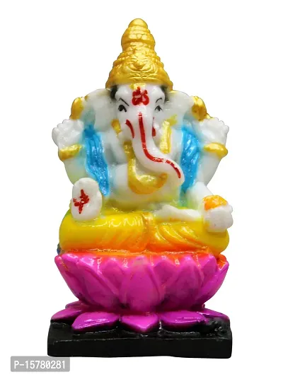 Om BhariPuri Marble Ganesh Idol for Home Decor Ganesha Idol for Car Dashborad and Ganpati Statues for Living Room Ganesh ji Murti for Showpiece Figurine Home Decor Main Door Entrance(3.5x2 Inch)