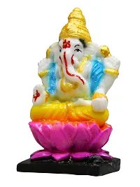 Om BhariPuri Marble Ganesh Idol for Home Decor Ganesha Idol for Car Dashborad and Ganpati Statues for Living Room Ganesh ji Murti for Showpiece Figurine Home Decor Main Door Entrance(3.5x2 Inch)-thumb2