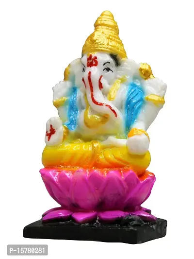 Om BhariPuri Marble Ganesh Idol for Home Decor Ganesha Idol for Car Dashborad and Ganpati Statues for Living Room Ganesh ji Murti for Showpiece Figurine Home Decor Main Door Entrance(3.5x2 Inch)-thumb3