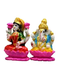 Om BhariPuri Marble Ganesh Laxmi Statue for Home Diwali Puja Temple Room Ganesha Lakshmi Murti for Pooja Ganeshji Laxmiji Idol for Gifts (3.5 x 4)-thumb2