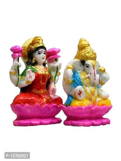 Om BhariPuri Marble Ganesh Laxmi Statue for Home Diwali Puja Temple Room Ganesha Lakshmi Murti for Pooja Ganeshji Laxmiji Idol for Gifts (3.5 x 4)-thumb5