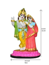 Om BhariPuri Marble Radha Krishna Sculpture Idol/Statue/Murti for Puja, Car Dashborad, Meditation, Prayer, Office, Home Decor Gift Item/Product-Money, Good Luck, Love (6 Inch, Multi Colour)-thumb2