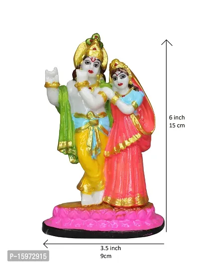 Om BhariPuri Marble Radha Krishna Sculpture Idol/Statue/Murti for Puja, Car Dashborad, Meditation, Prayer, Office, Home Decor Gift Item/Product-Money, Good Luck, Love (6 Inch, Multi Colour)-thumb3