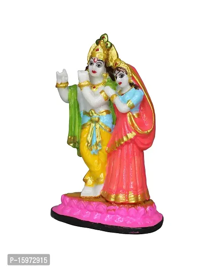 Om BhariPuri Marble Radha Krishna Sculpture Idol/Statue/Murti for Puja, Car Dashborad, Meditation, Prayer, Office, Home Decor Gift Item/Product-Money, Good Luck, Love (6 Inch, Multi Colour)-thumb4