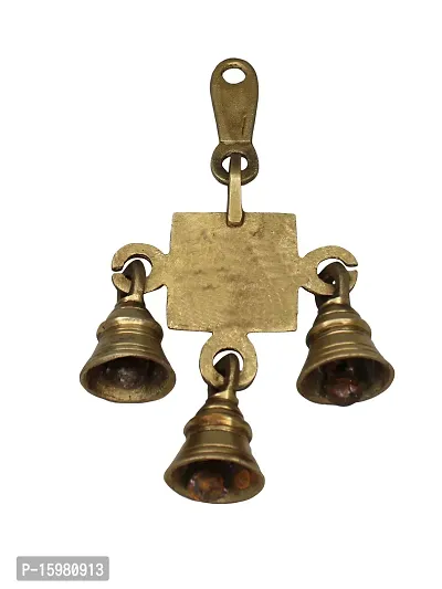 Om BhariPuri Brass Wall Hanging Sun/Surya Bell for Main Door, Home Temple Office Wall Decor Puja/Pooja Bells/Ghanti, Gift Items (7 Inch, Gold Color)-thumb3