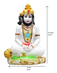 Om BhariPuri Marble Sankat Mochan/Bajrang Bali/Balaji/Hanuman ji ki Murti/Statue/Idol for Car, Door Entance, Gifting Purpose, Home Room Decor Showpiece Figurine (Height 4.5 in, White Color)-thumb1